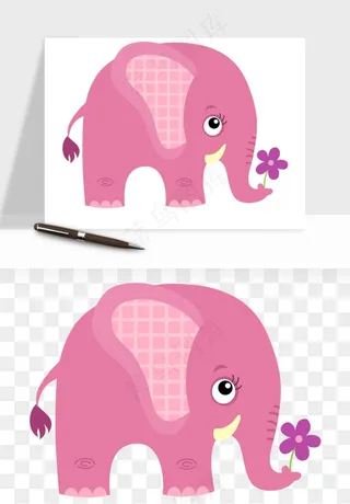 手绘大象小象png免抠