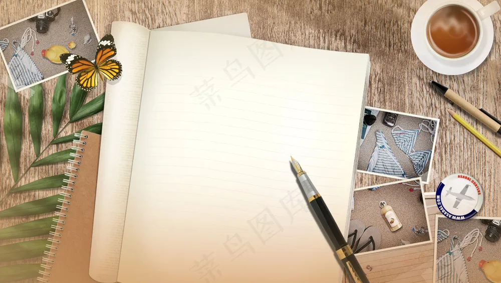 温馨复古日记本怀旧笔记本回忆背景板