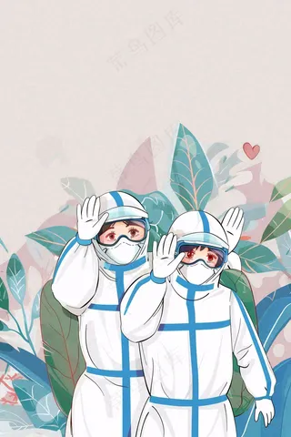 疫情防护医务工作者医疗卫生劳动节卡通插画背景