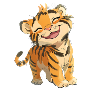 免抠手绘风的卡通小老虎