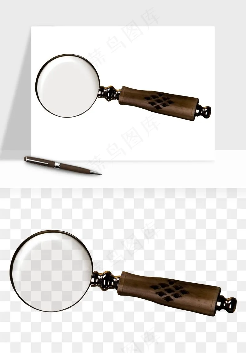 手绘放大镜镜片png免抠