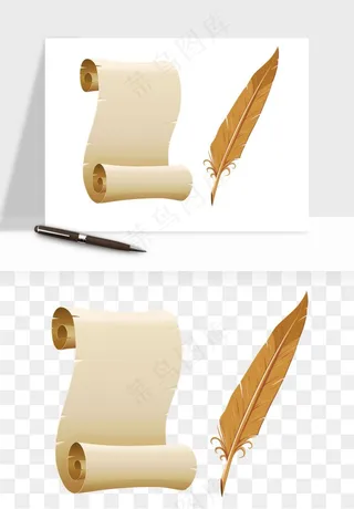 复古羽毛笔png免抠