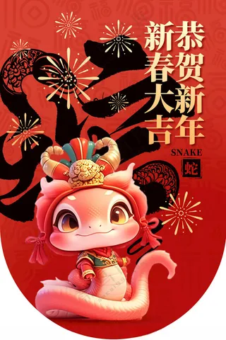 蛇年吊旗美陈物料海报模板