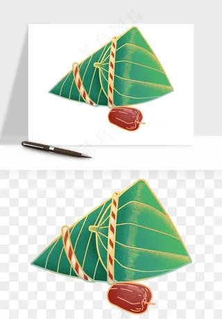 国潮粽子手绘肉粽png免抠