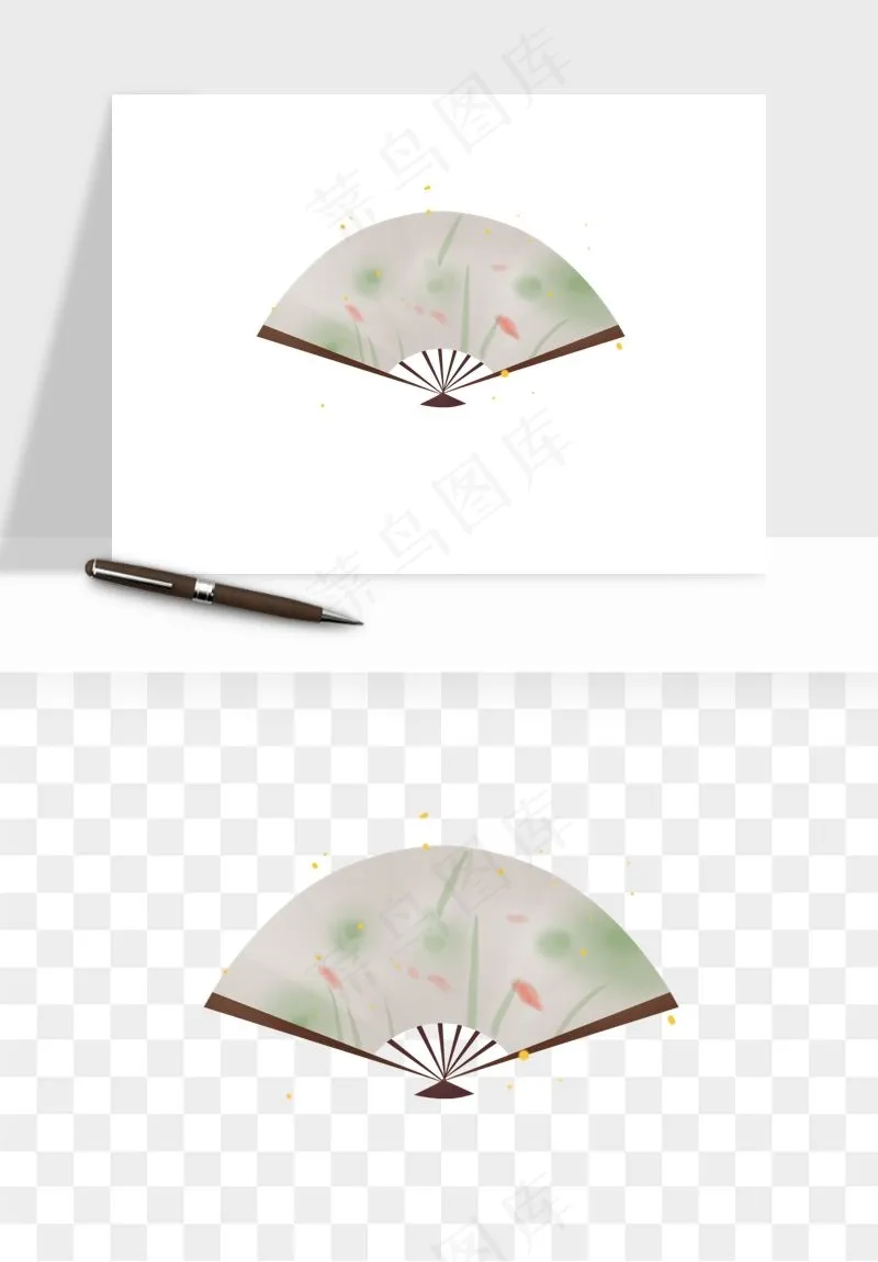 古风扇子元素png免抠