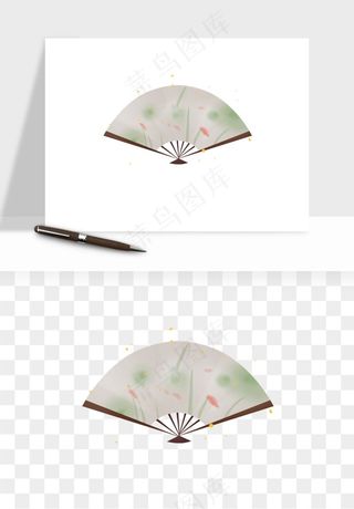 古风扇子元素png免抠