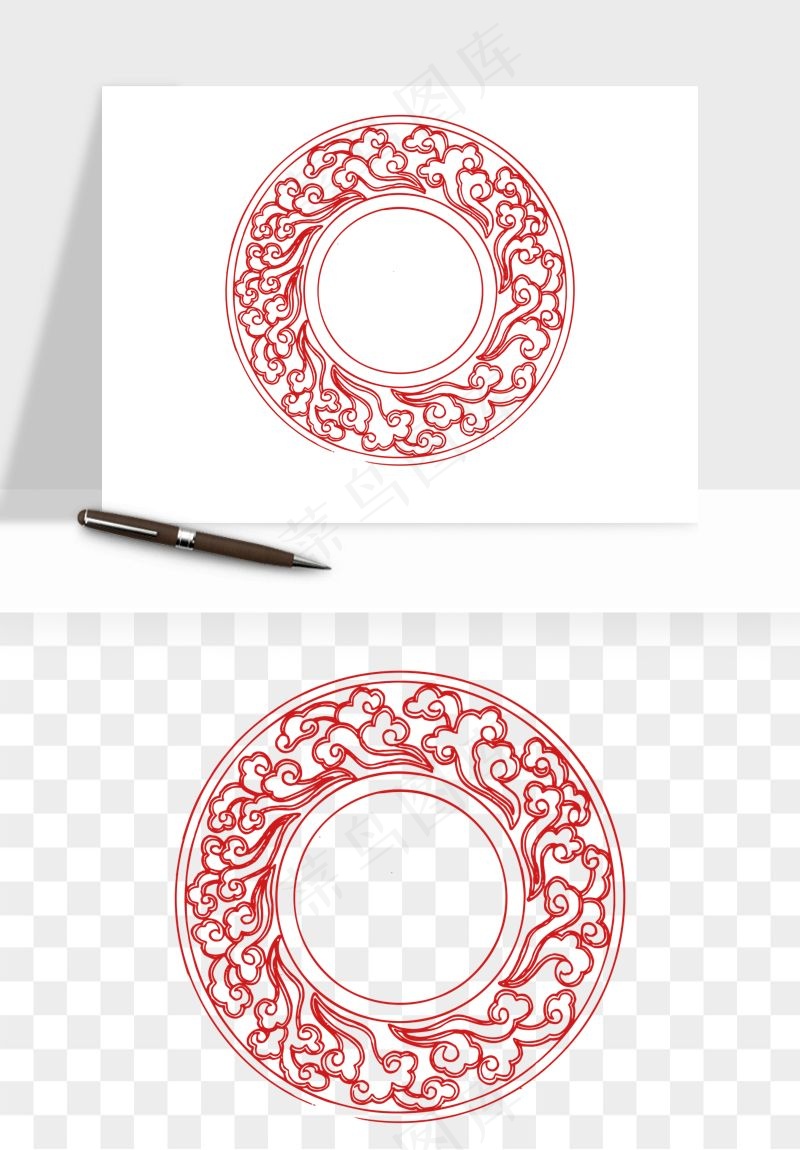 传统窗花剪纸图案png免抠