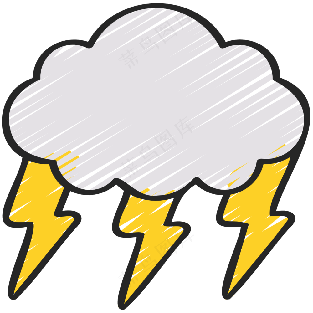 打雷 铅笔手绘图标 icon