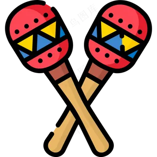 沙锤 线性彩色图标