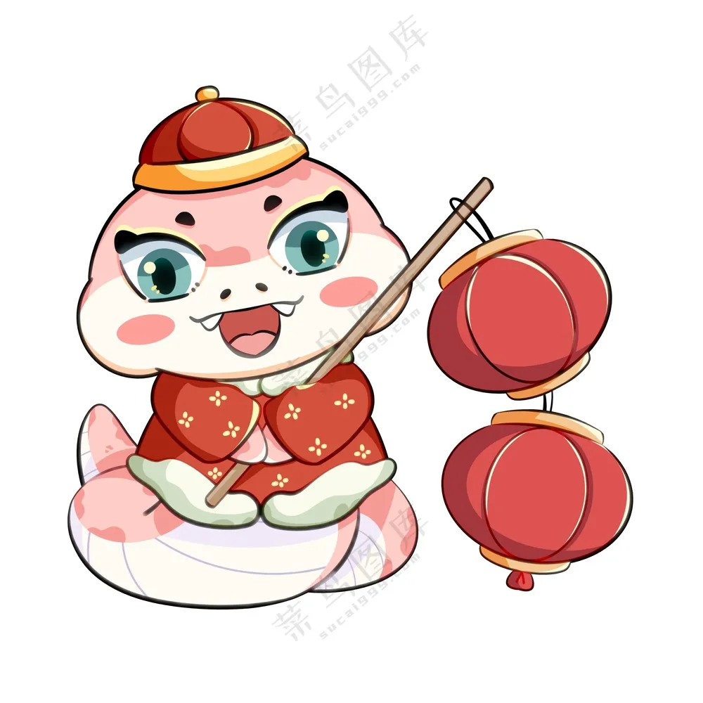 蛇年IP形象插画2025新春贺岁吉祥物蛇宝宝PSD分层图-08