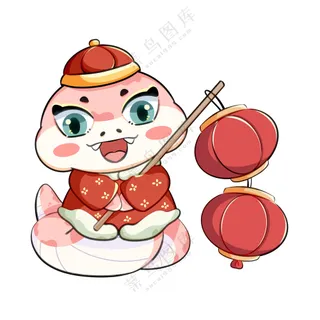 蛇年IP形象插画2025新春贺岁吉祥物蛇宝宝PSD分层图-08