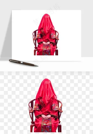 卡通中式婚礼新人png免抠