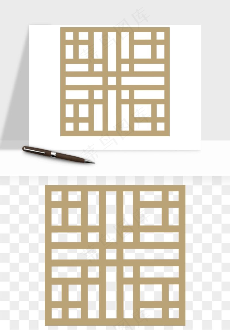 中式镂空古典图案png免抠