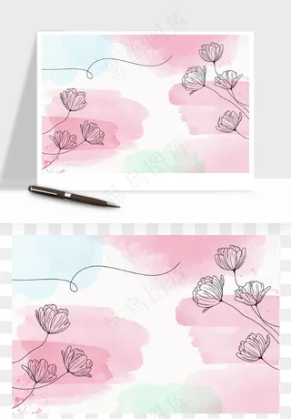 水彩花卉手绘矢量背景