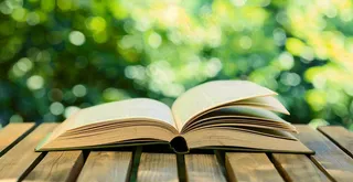 大自然绿色阅读书本世界读书日摄影图