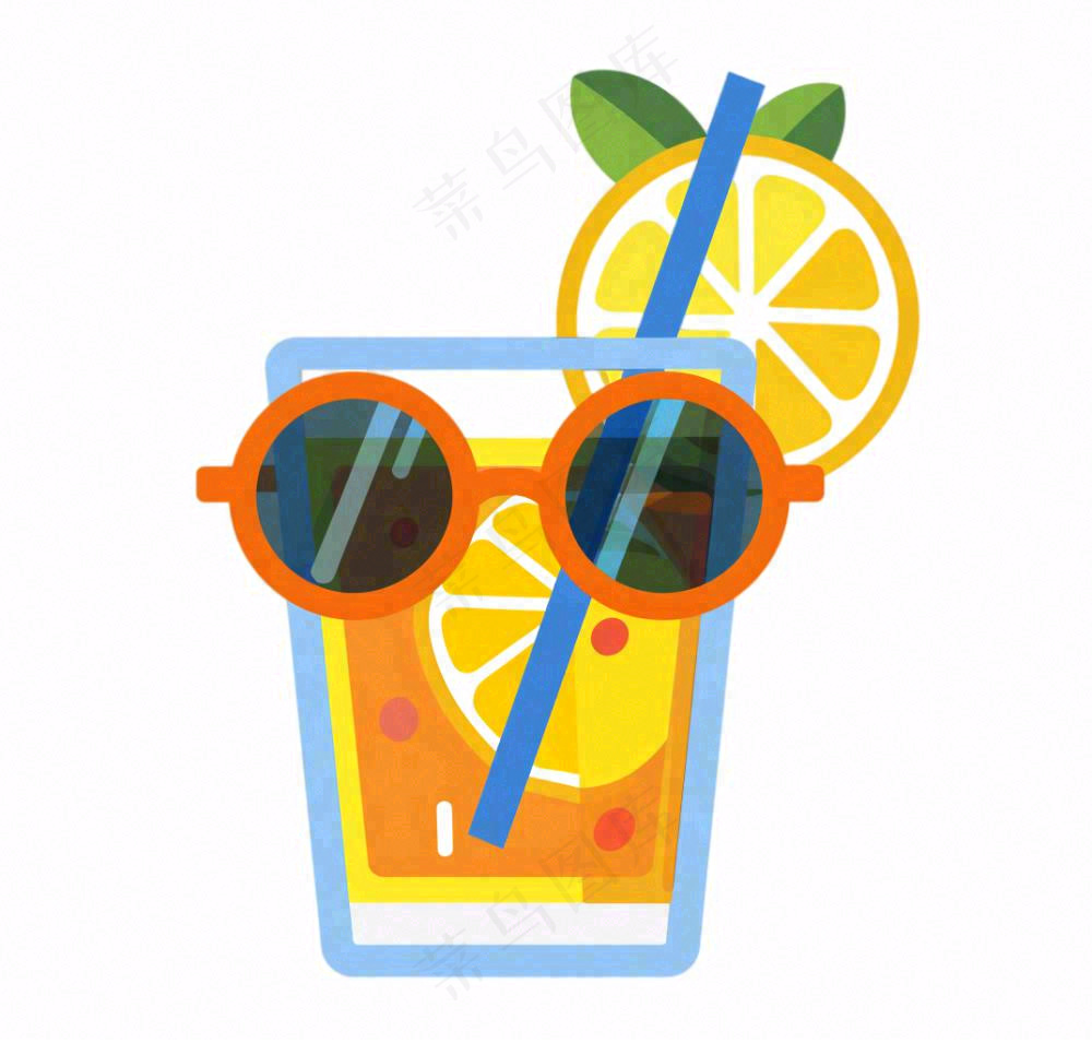 夏日海洋海滩元素卡通插画免抠
