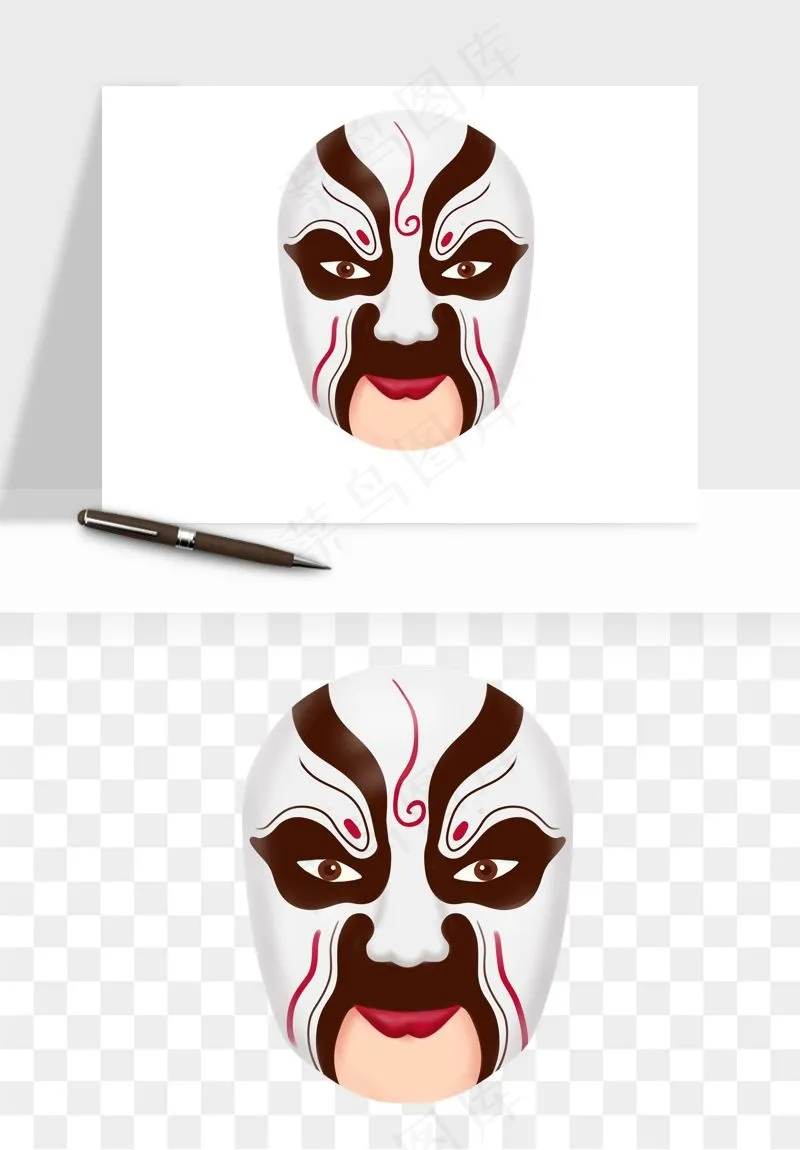 手绘戏剧脸谱卡通面具png免抠