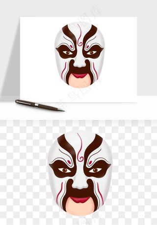 手绘戏剧脸谱卡通面具png免抠