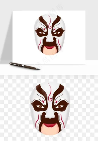 手绘戏剧脸谱卡通面具png免抠