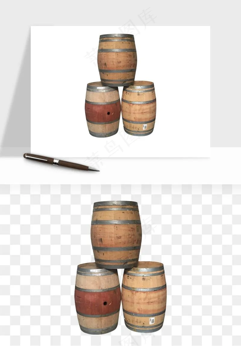 复古木桶酒桶png免抠