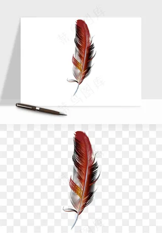 白羽毛漂浮彩色羽毛png免抠