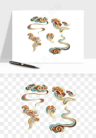 国潮敦煌云纹祥云云彩png免抠