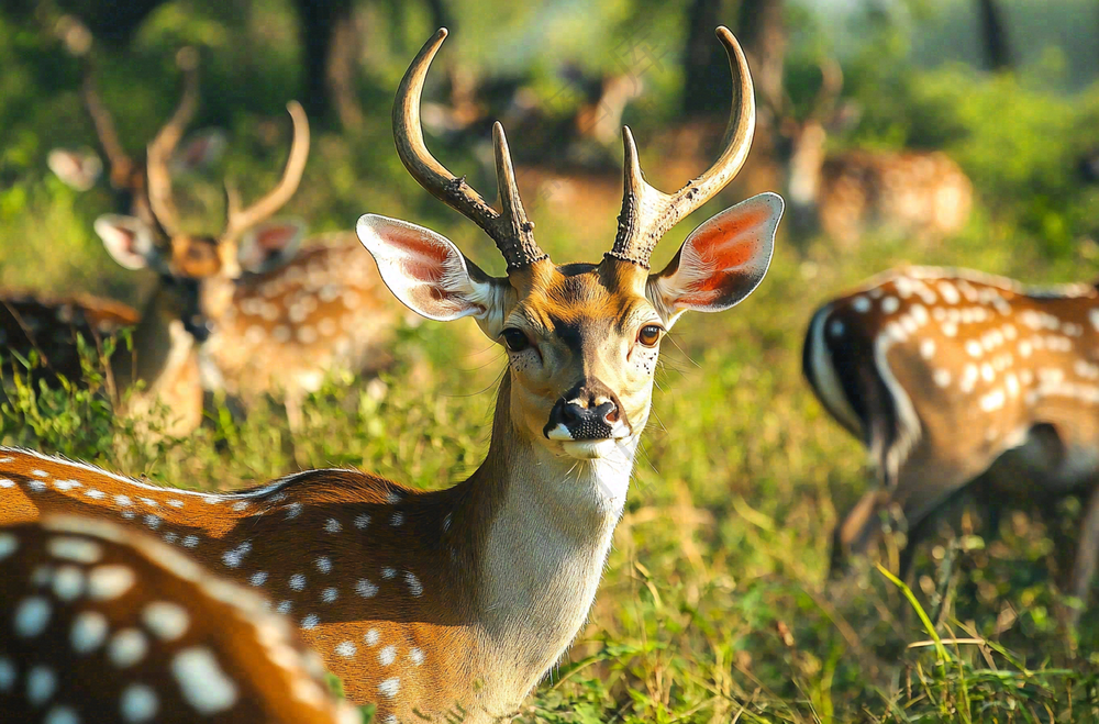 鹿动物山间草原的鹿摄影图