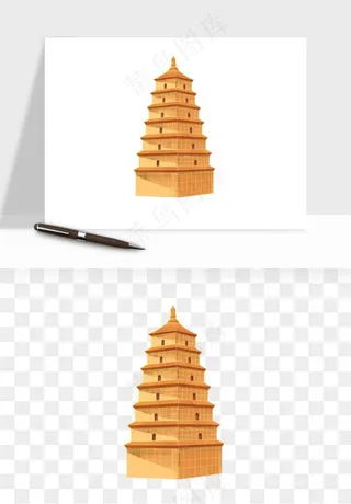 国潮风古建筑古楼古塔鼓楼psd,png免抠图