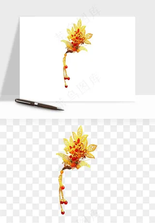 古风发簪头饰配饰png免抠