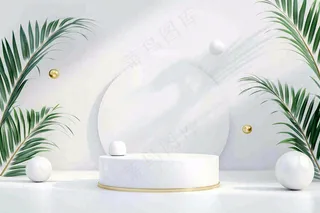 美妆护肤3d展台清新背景