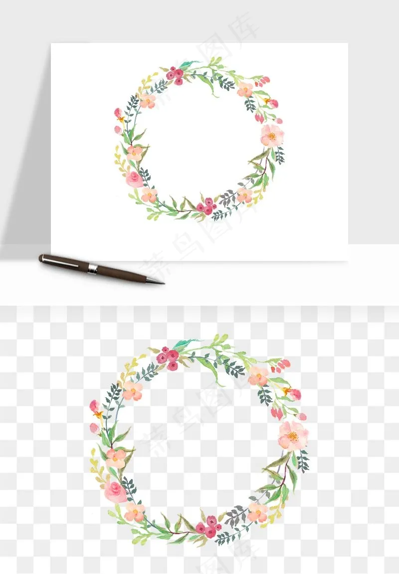 手绘花环边框浪漫png免抠