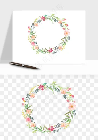 手绘花环边框浪漫png免抠