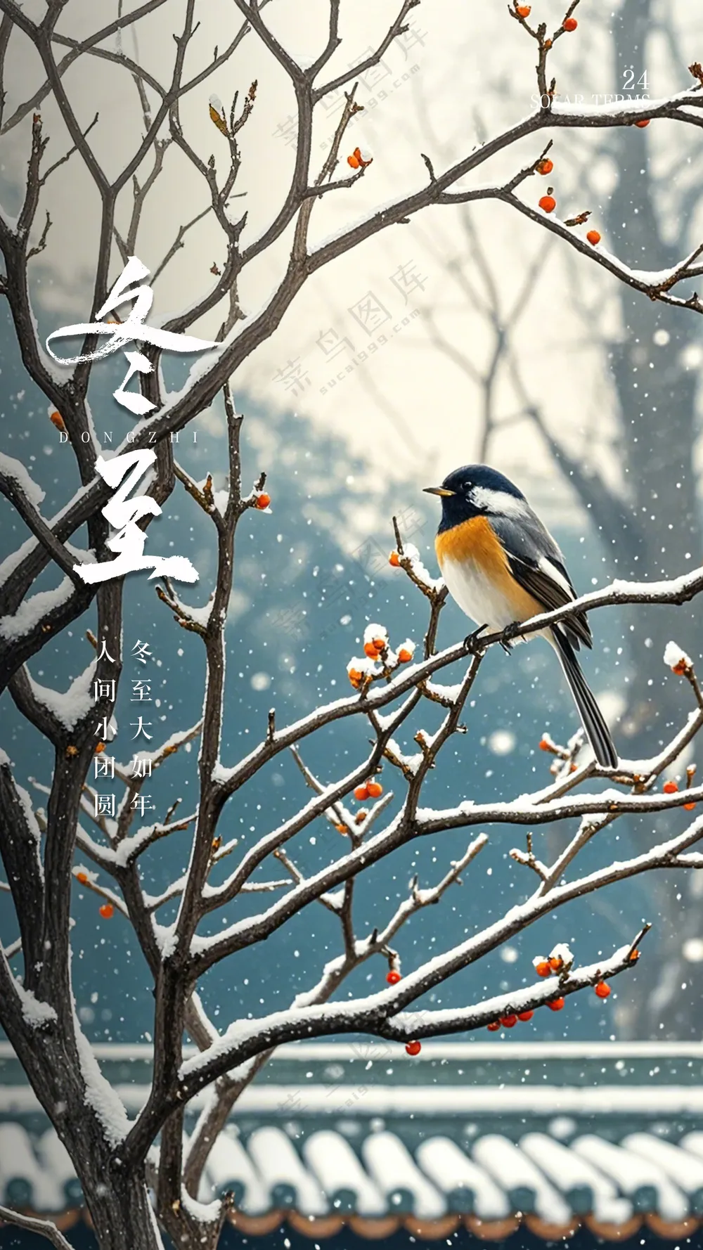 冬至唯美节气简约节日大气海报