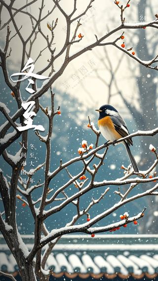 冬至唯美节气简约节日大气海报