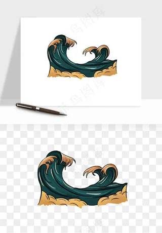 国潮浪花海浪波浪装饰png免抠