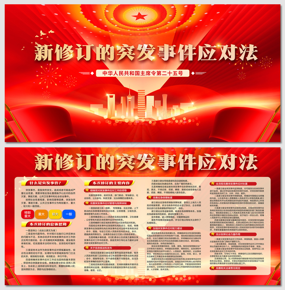 新修订的突发事件应对法展板