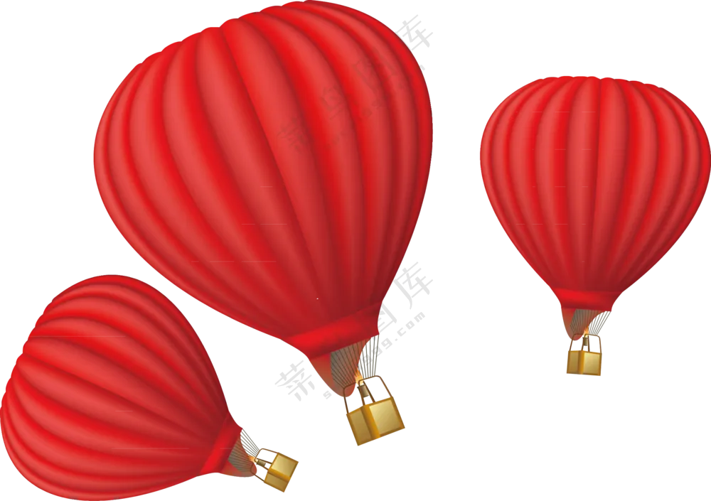 不同大小的红色热气球免抠图片素材