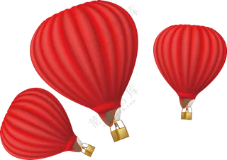 不同大小的红色热气球免抠图片素材