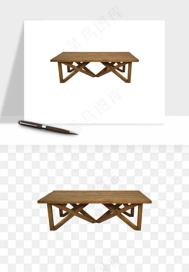 老式木桌木椅木凳png免抠