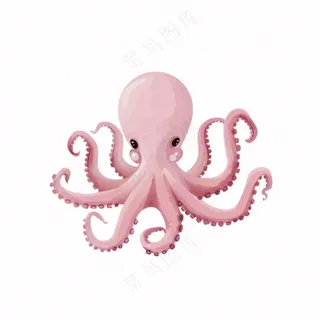 海洋动物章鱼墨鱼鱿鱼卡通插画免抠