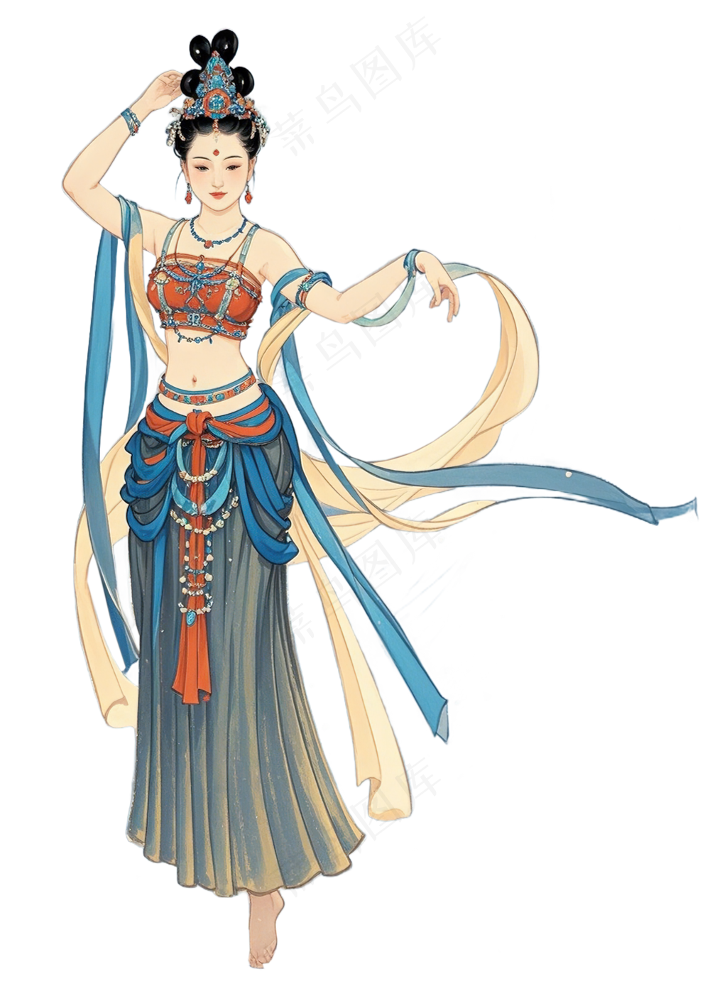 免抠中国画工笔画灵动舞蹈人物