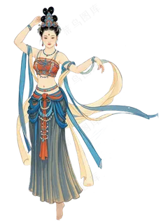 免抠中国画工笔画灵动舞蹈人物