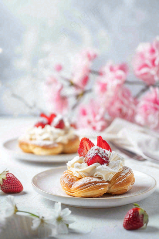 面包蛋糕甜点美食摄影图