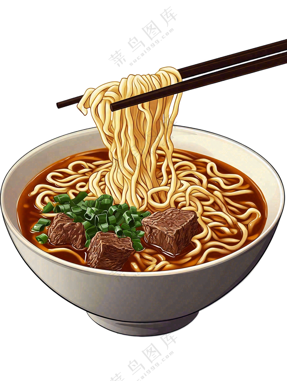 拉面红烧牛肉兰州拉面美食插画免抠