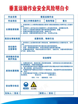 垂直运输作业明白卡