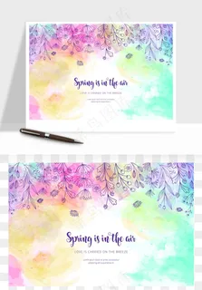 水彩花卉手绘矢量背景