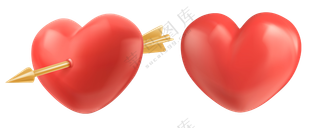 3D红爱心元素