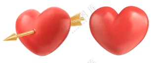 3D红爱心元素