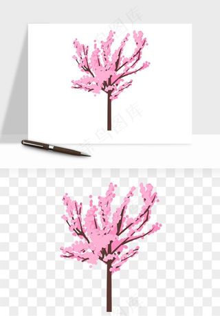 手绘樱花树png免抠
