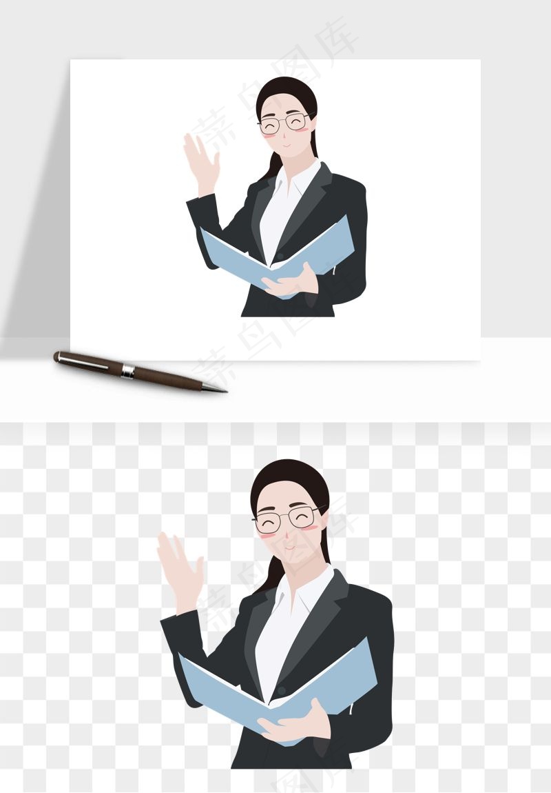 手绘教师讲课png免抠